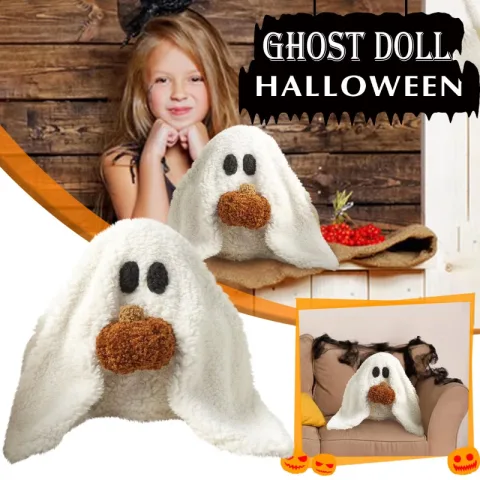 New Gus the Ghost with Pumpkin Pillow Halloween Ghosts
