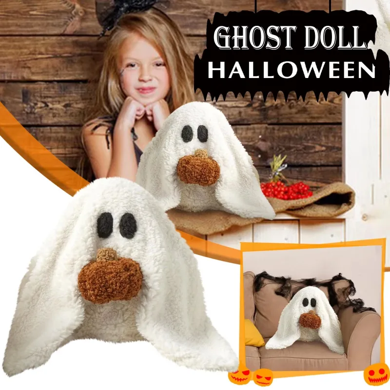New Gus the Ghost with Pumpkin Pillow Halloween Ghosts