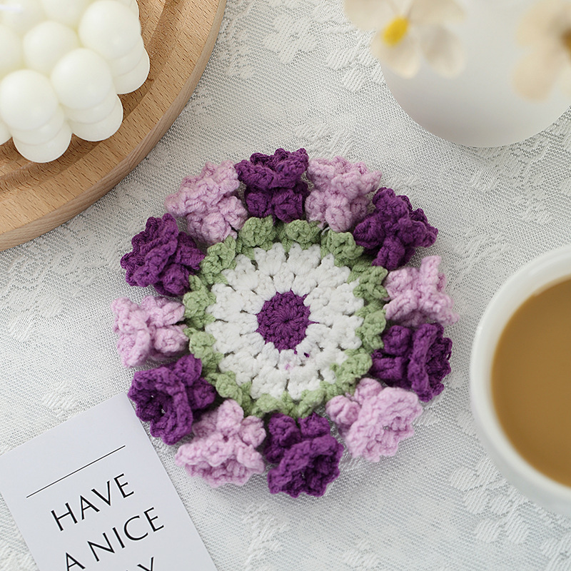 Title 6, Hand-knitted Flower Woven Linglan Coaster