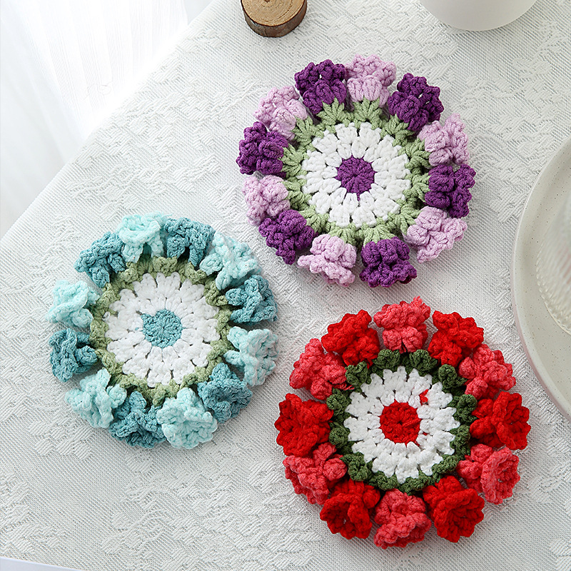 Title 2, Hand-knitted Flower Woven Linglan Coaster