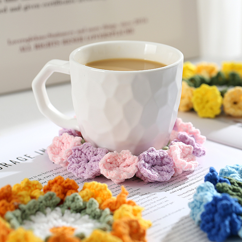 Title 3, Hand-knitted Flower Woven Linglan Coaster