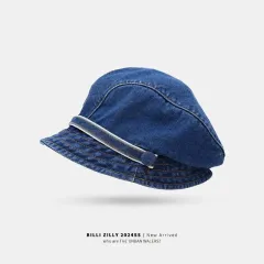 Jean Fisherman Hat Women's Short Brim Beret Bucket Hat - Dark Blue - View 1