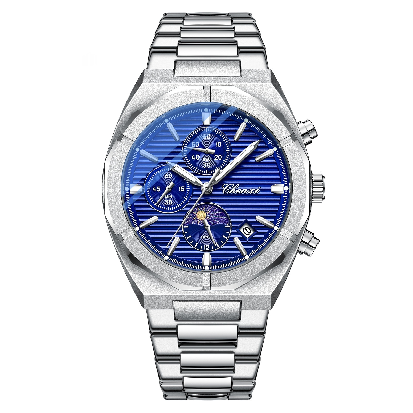 Silver Case Blue Face