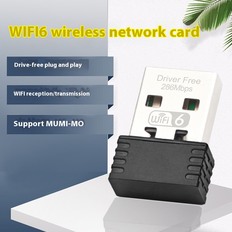 Mini WiFi6 Drive-free USB Wireless Network Card Receiver And Transmitter M Desktop Laptop WiFi