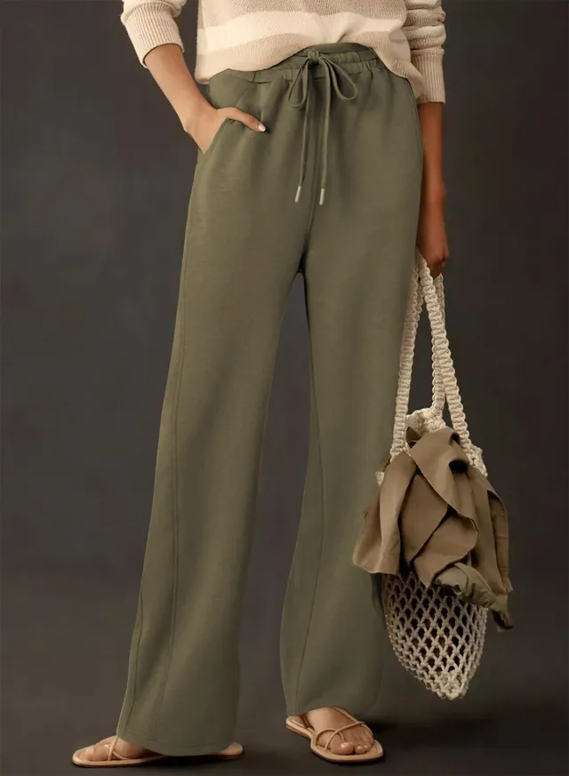 Women's Sweater Straight leg Pants Drawstring Elastic Army Green - Shop at LoveMi