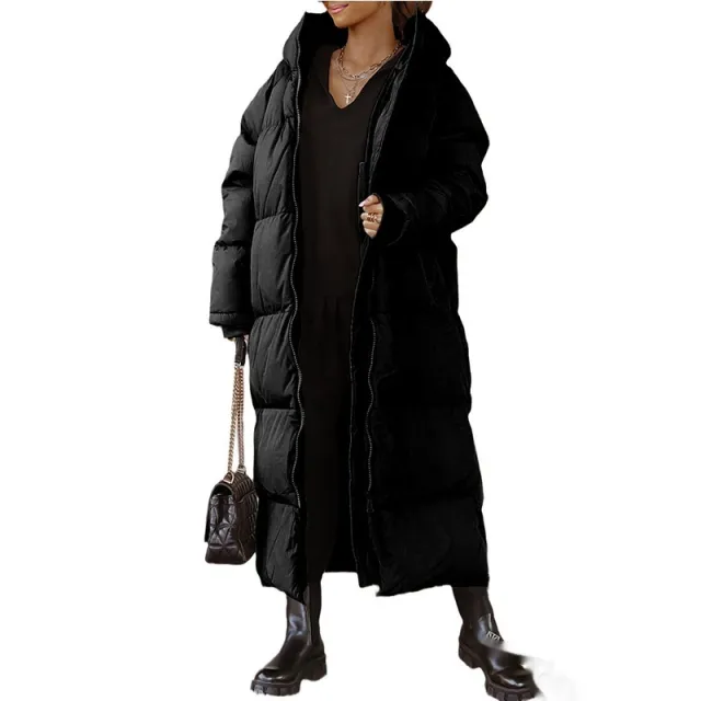 Hooded Solid Color Long Casual Zip Coat Black - Shop at LoveMi