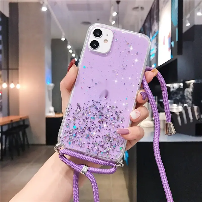Starry Glitter Cross Body Lanyard Phone Case Drop-resistant Protective Cover Epoxy