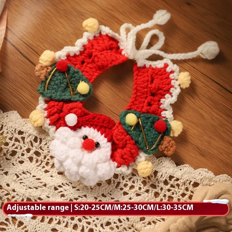 Cat Clothes Pet Scarf Muppet Collar Hat Decoration Winter Dog Scarf Christmas - Santa Crochet Scarf