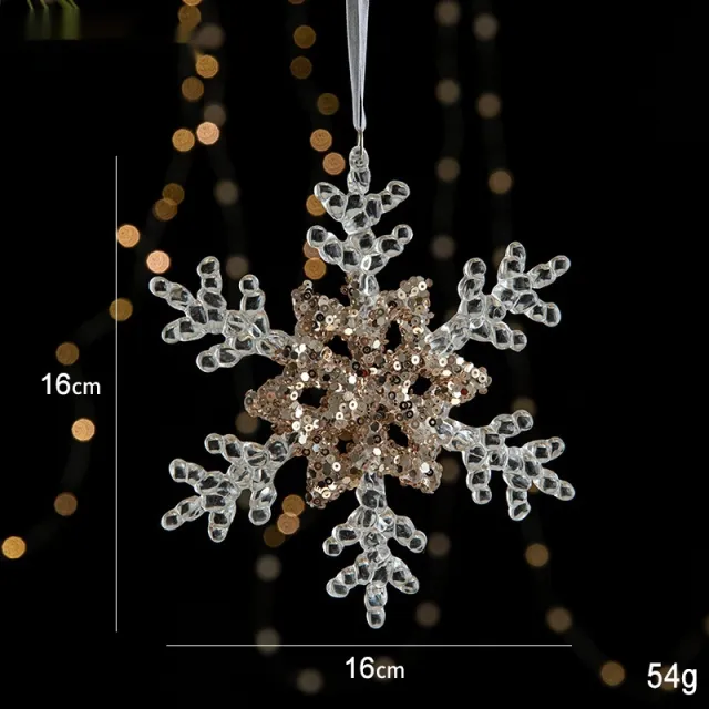 Christmas Decorations Sequins Acrylic Transparent Pendant Snowflake C - Shop at LoveMi