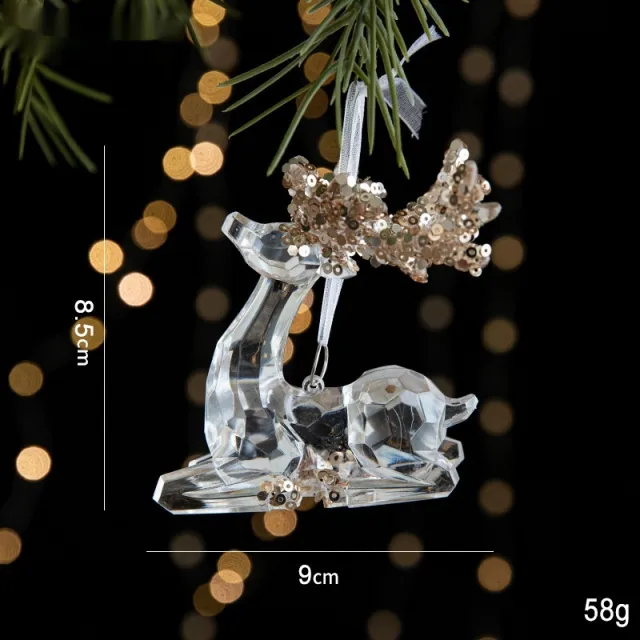 Christmas Decorations Sequins Acrylic Transparent Pendant Sitting Elk - Shop at LoveMi