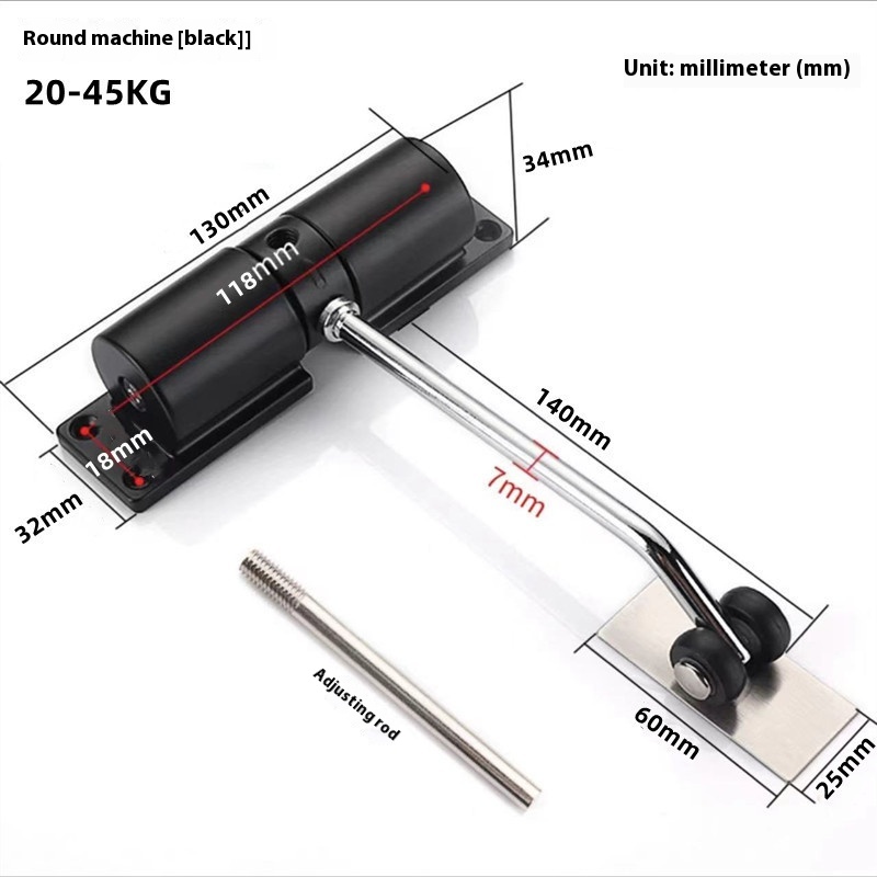 905 Round Door Closer Black