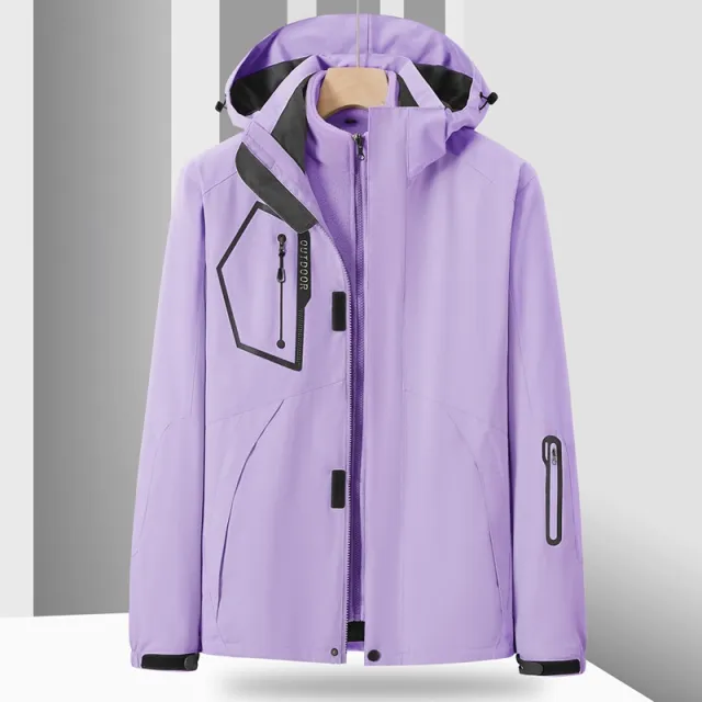Outdoor Windproof Warm Shell Jacket Two piece Set Purple - Shop at LoveMi