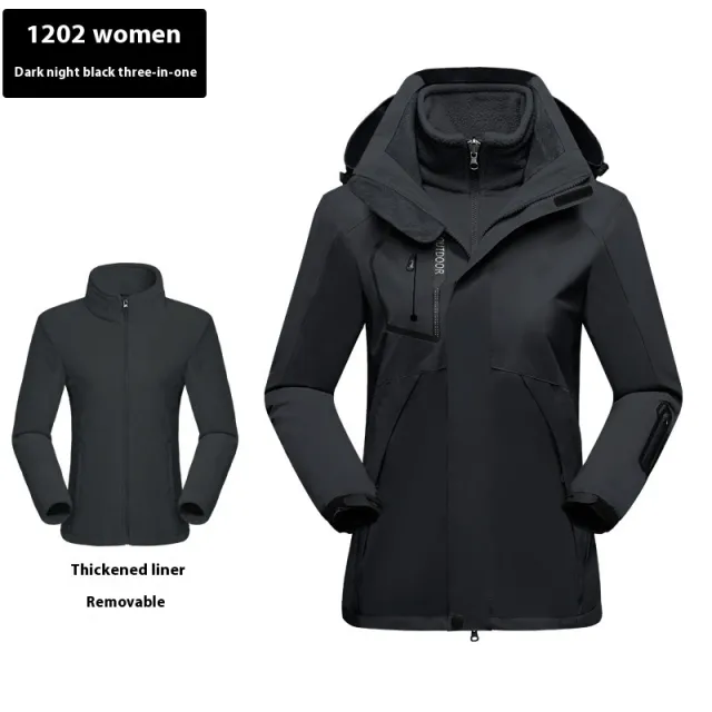 Outdoor Windproof Warm Shell Jacket Two piece Set Black - Shop at LoveMi
