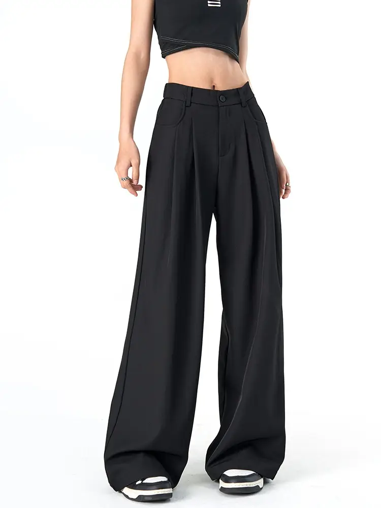 Women's Loose Gray Suit Pants