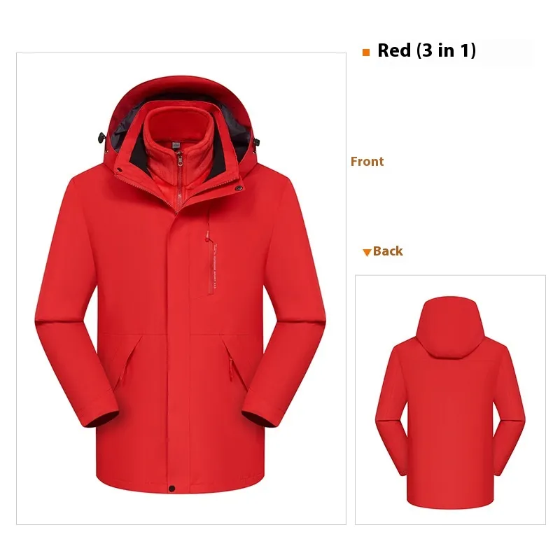 Three-in-one Waterproof Windproof Clothing For Men And Women - 2028Red