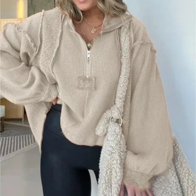 Autumn And Winter Women's Clothing Short Frayed Hem Sweater Women Apricot - Shop at LoveMi