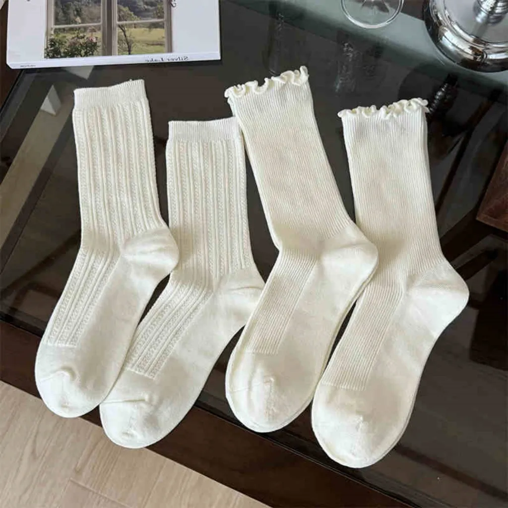 Ear Fungus Edge Mid Tube Socks For Spring And Autumn Styles - 2 Style
