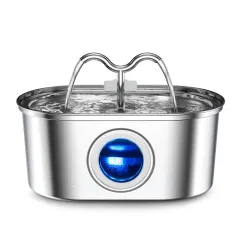 Pet Water Dispenser Stainless Steel Cat - Elliptical Wave Double Mouth - View 1