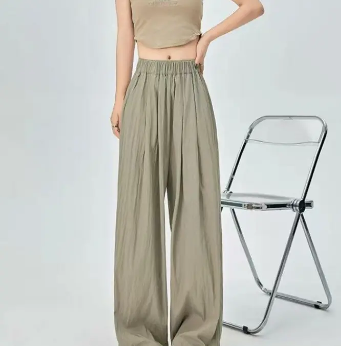 Summer High Waist Thin Man Drooping Lazy Narrow Version Of Wide Leg Pants Drooping