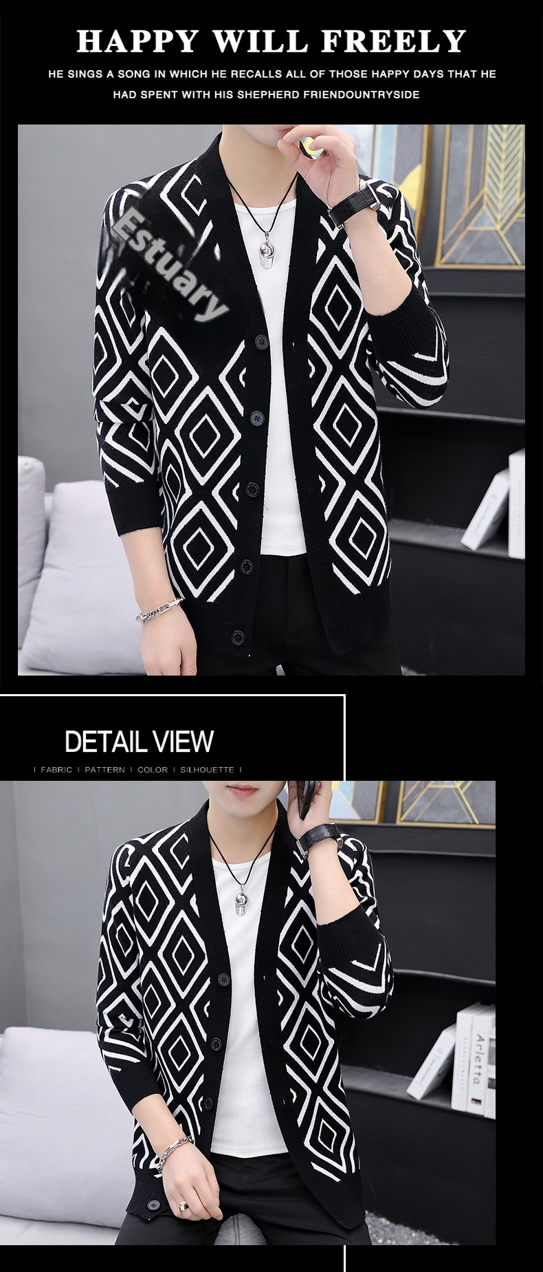 European Goods High-end Knitted Cardigan Sweater For Men