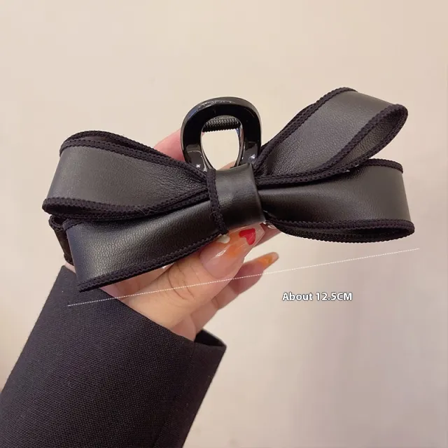 French Elegant Bow Claw Clip Girls Spring And Summer Black - Shop at LoveMi