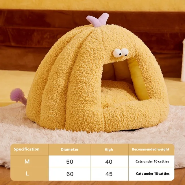 Small Monster shaped Cat Kennel Warm Semi enclosed Yellow - Shop at LoveMi