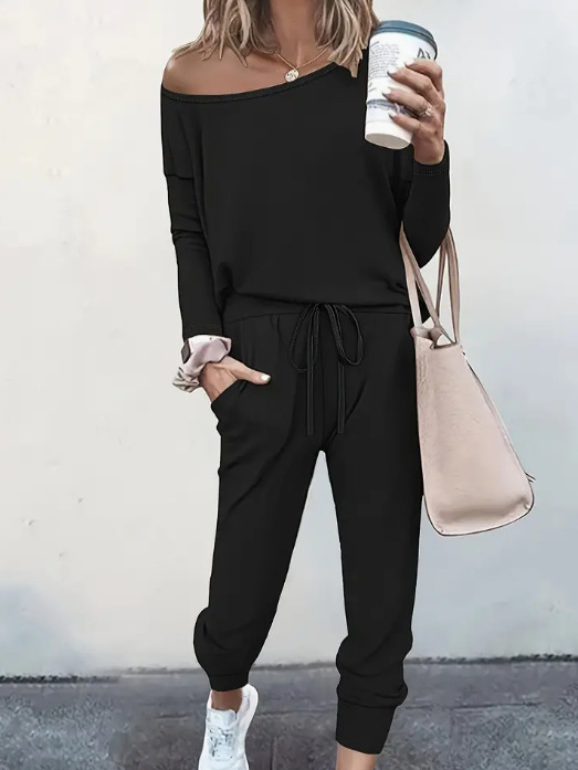 Solid Color Casual Shoulder Long-sleeved Suit Women