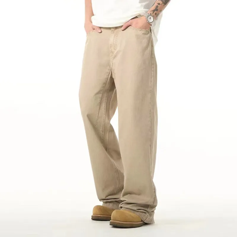 Khaki Casual Pants High Sense Basic Loose Straight-leg Trousers