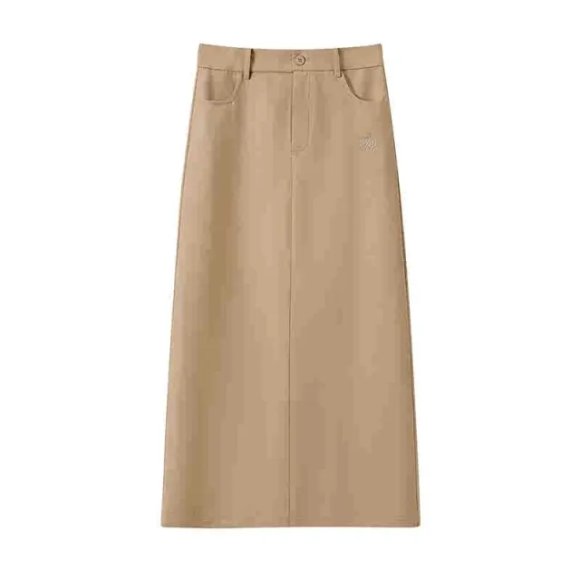 Suit Skirt A Line Sheath Long Skirt Khaki - Shop at LoveMi