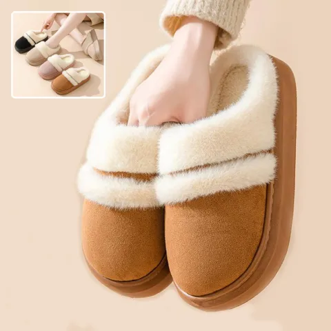 Fashion Warm Cotton Slippers for Women Leisure Thick Bottom