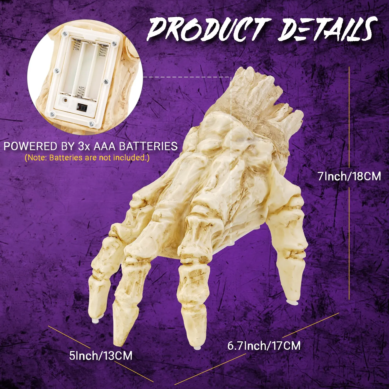 Halloween Electric Luminous Crawling Hand Animated Decoration Induction Luminous Decoration Zombie Hand With Spooky Sound – image 6