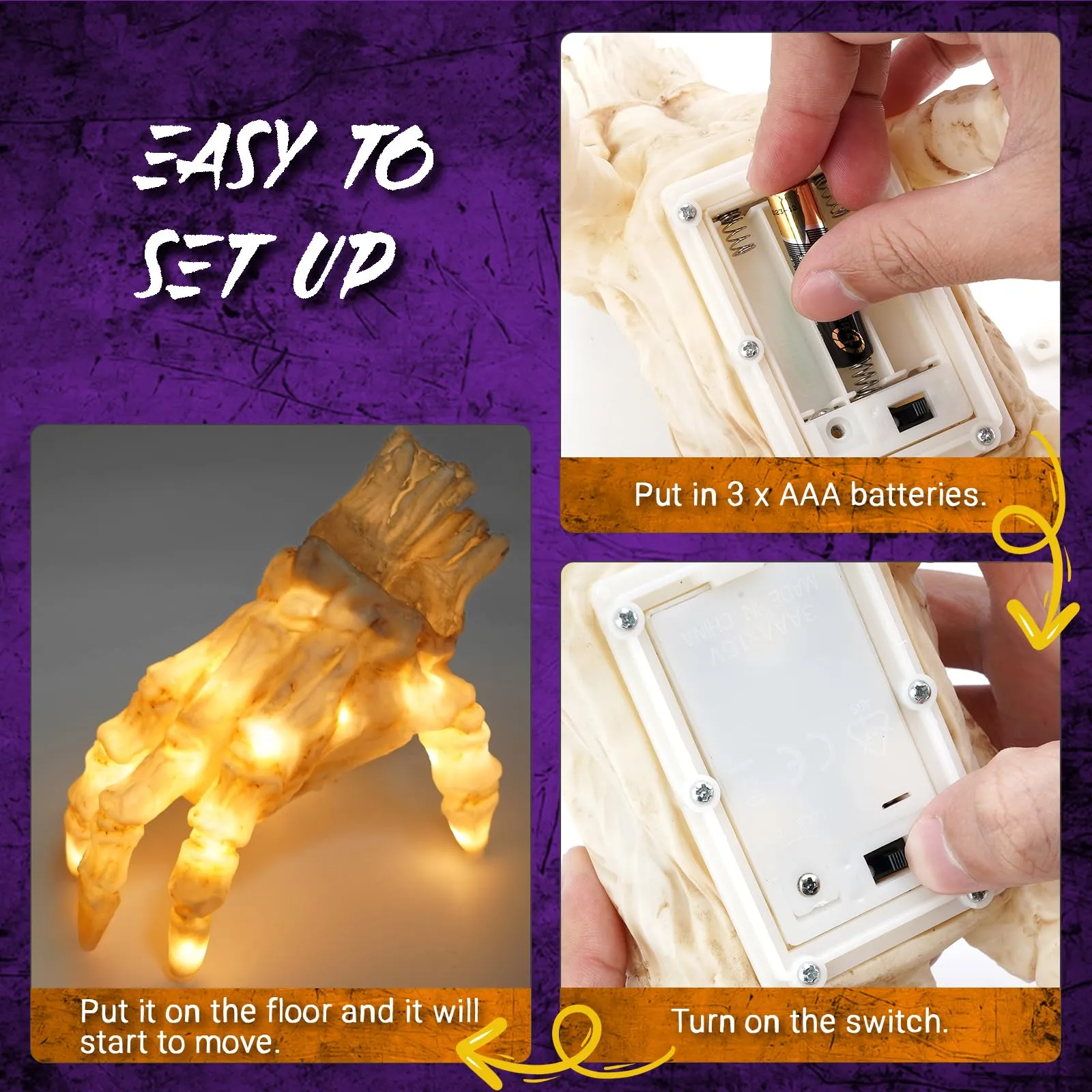 Halloween Electric Luminous Crawling Hand Animated Decoration Induction Luminous Decoration Zombie Hand With Spooky Sound – image 8