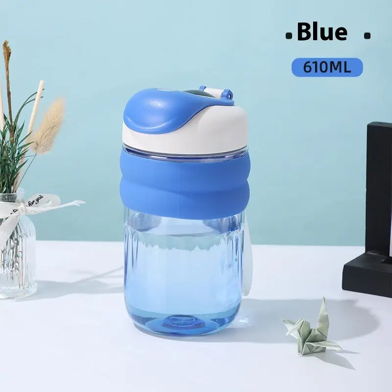 Plastic Cup Good-looking Student Couple Coffee Mug With Rope Handle Portable Direct Drink Tumbler