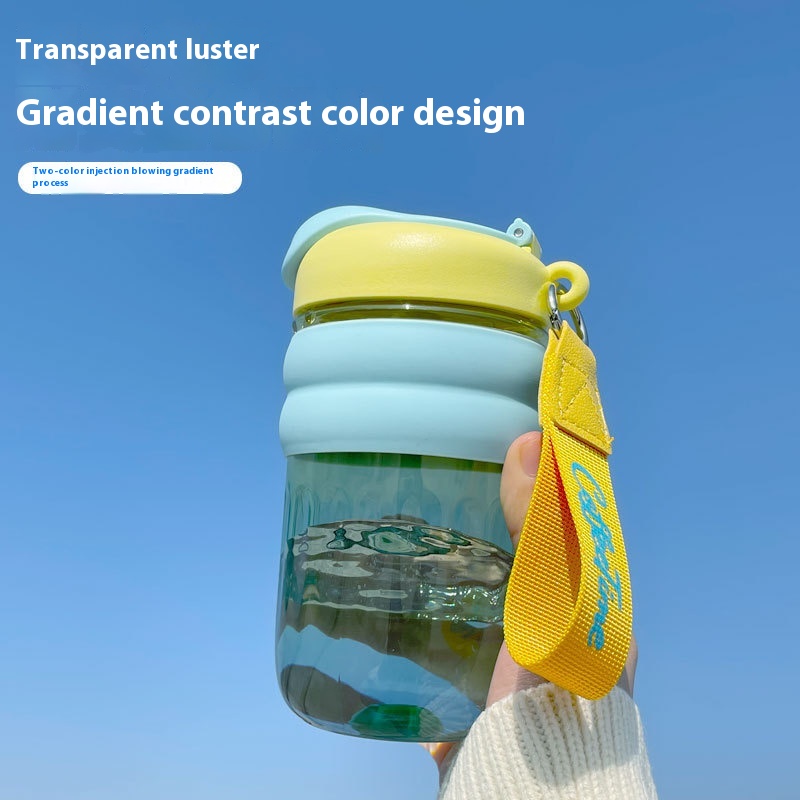 Plastic Cup Good-looking Student Couple Coffee Mug With Rope Handle Portable Direct Drink Tumbler