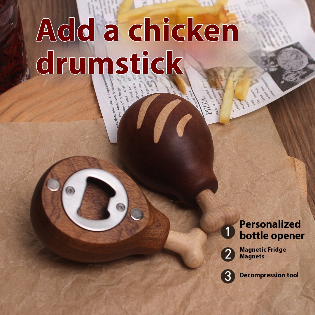 Title 1, Solid Wood Beer Bottle Opener Chicken Leg Ornam...