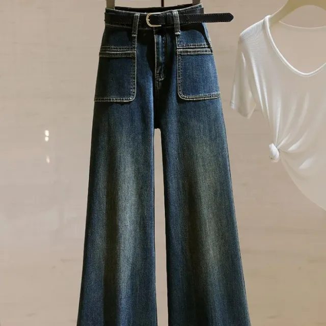 Retro Stretch Everything Loose Straight Leg Slim Slim Flared Pants Dark Blue - Shop at LoveMi