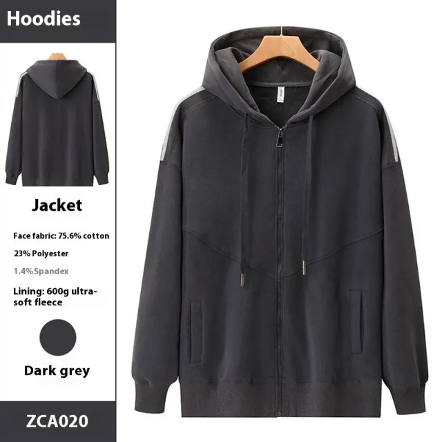 Autumn And Winter Heavy Velvet Padded Hooded Sweatshirt Gray - Shop at LoveMi