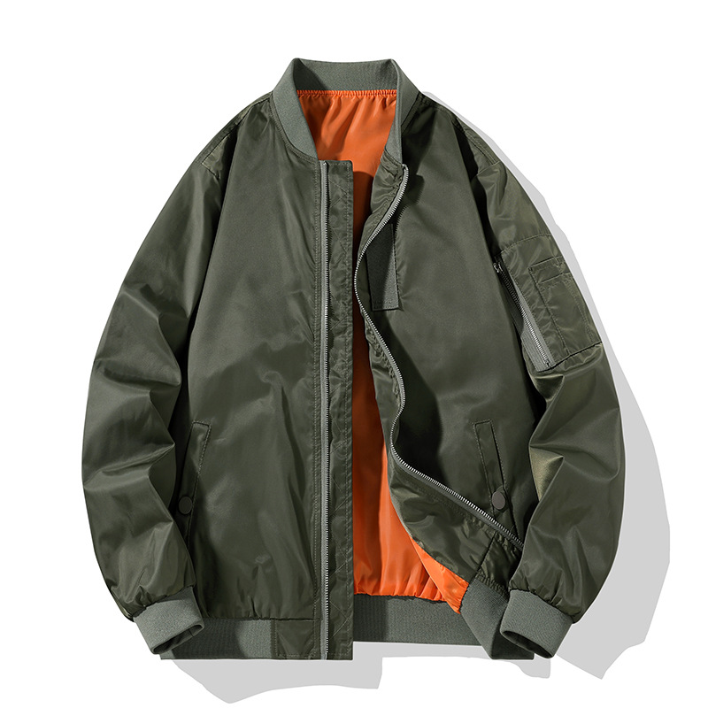 Title 5, Jacket Stand Collar Pilot Loose Casual Baseball...