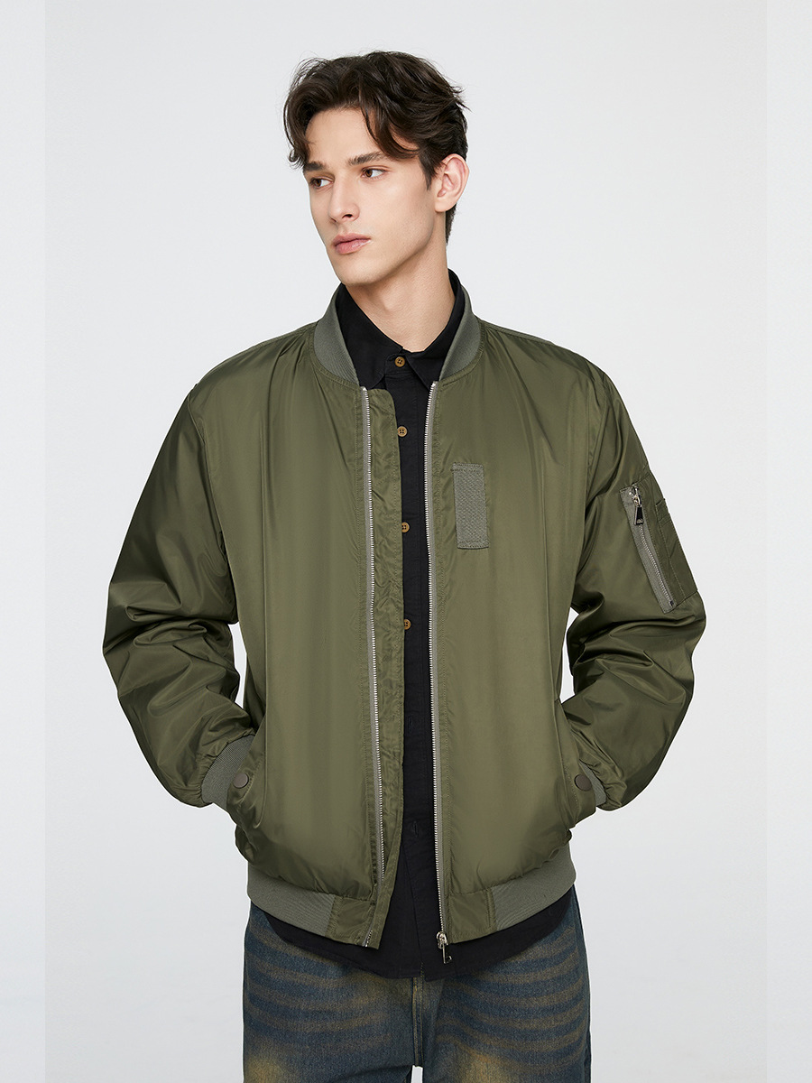 Title 4, Jacket Stand Collar Pilot Loose Casual Baseball...