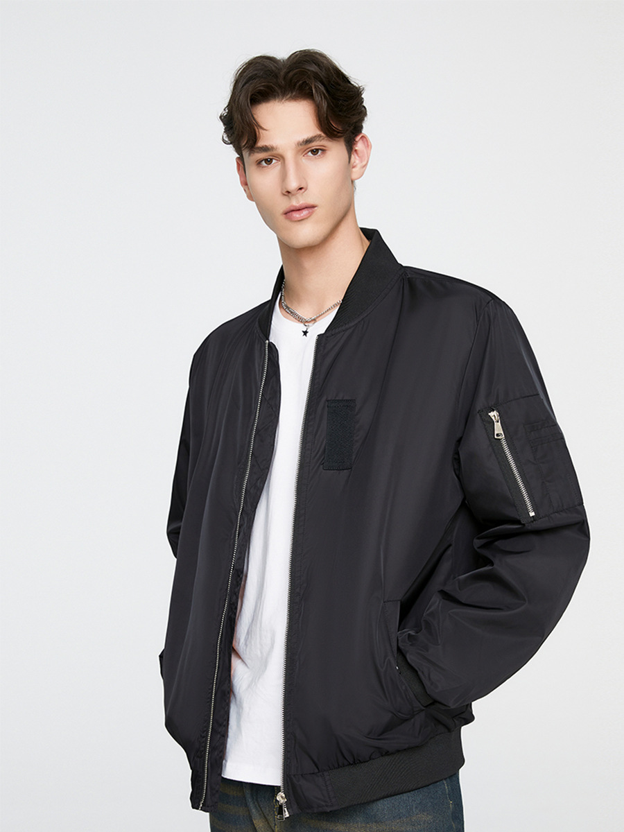 Title 10, Jacket Stand Collar Pilot Loose Casual Baseball...