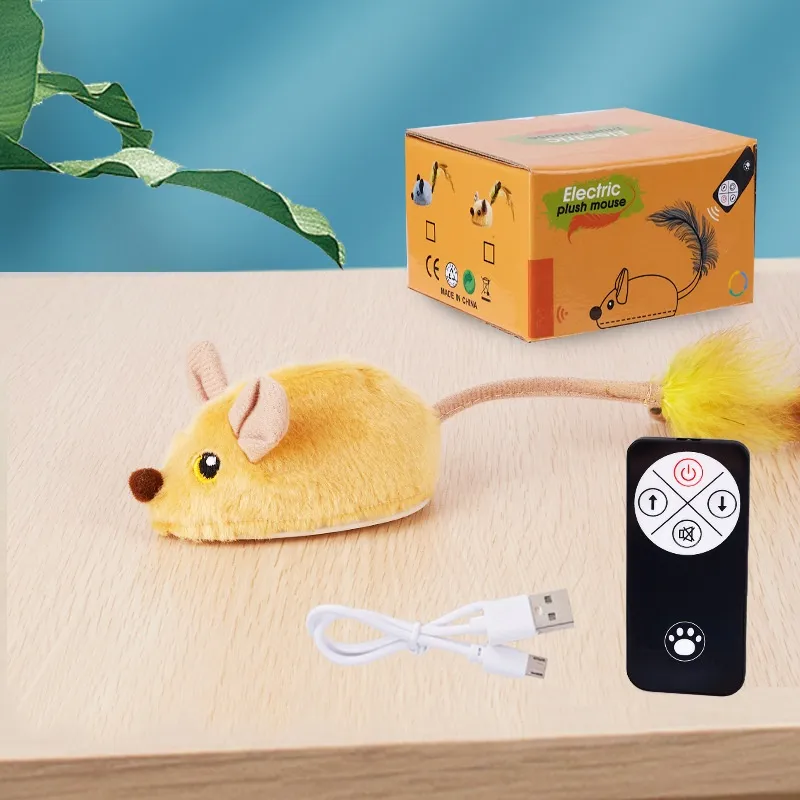 Simulation Remote Control Electric Little Mouse Cat Self-Hi Relieving Stuffy Toy - Yellow Mouse Remote Control