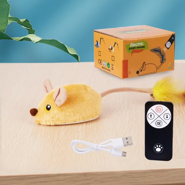 Simulation Remote Control Electric Little Mouse Cat Self Hi Relieving Stuffy Toy Yellow Mouse Remote Control - Shop at LoveMi