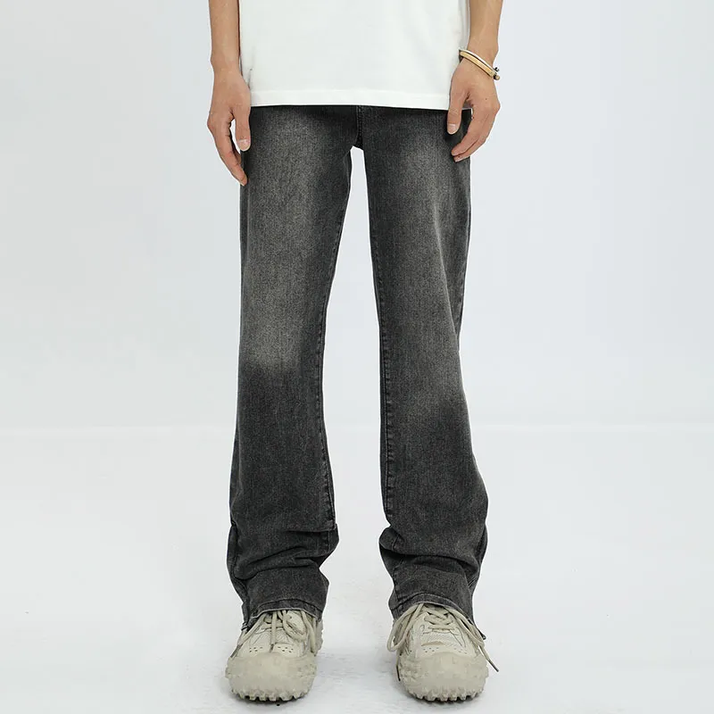 Washed Distressed Side Zipper Jeans