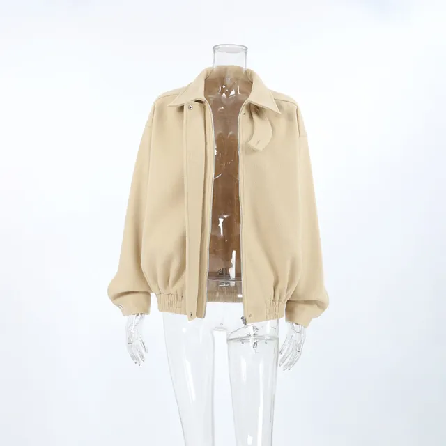 Retro Loose Lapels Woolen Coat Khaki - Shop at LoveMi