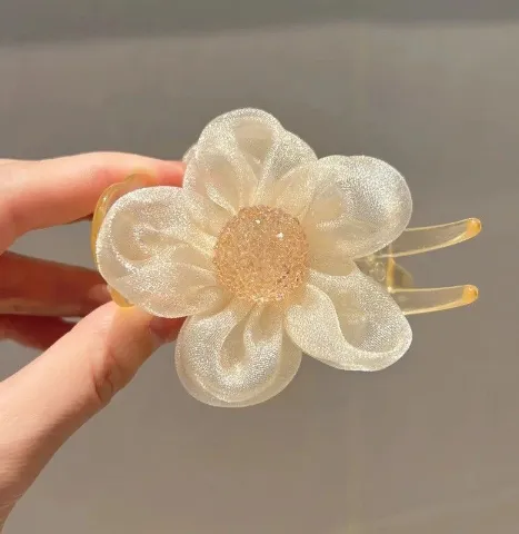 Bun Grabber Clip Headdress Sense Barrettes Female Summer Simplicity Sunflower Bun Head Champagne - Shop at LoveMi