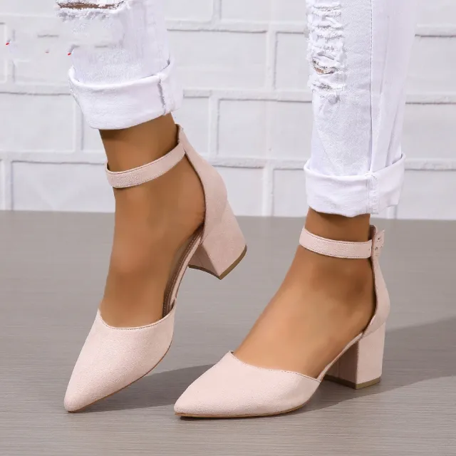 spring and autumn large size thick with high heels Naked Color Us Size 7 - Shop at LoveMi