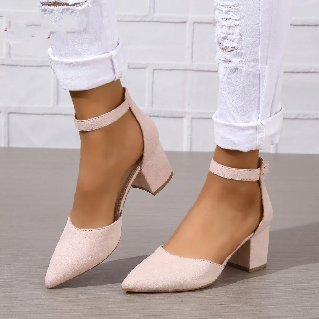 spring and autumn large size thick with high heels - Naked Color-Us Size 7