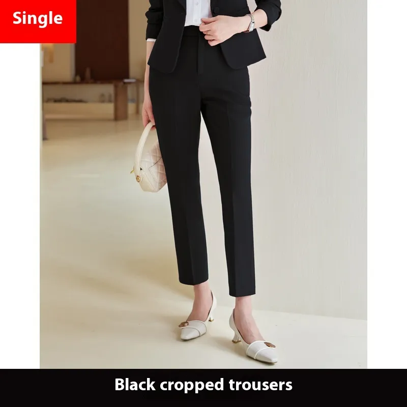Rose Red Suit Lightly Mature High-end Temperament Business Wear Small Suit Interview - 5032 Black Anklelength Pants