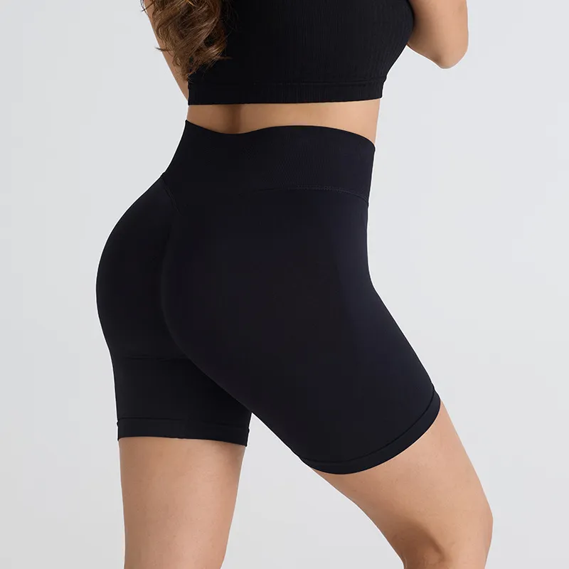 Sports And Fitness Shorts Women's Outdoor Running Breathable Peach Hip Yoga Pants - Black