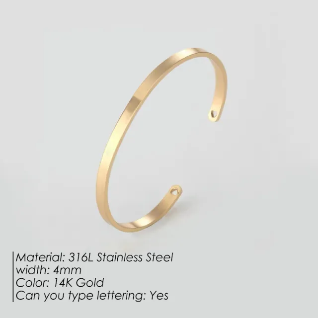 Smooth Titanium Steel Couple Bracelet 4Mm Gold - Shop at LoveMi